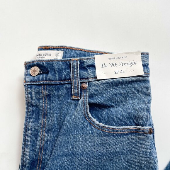 Abercrombie Ultra High Rise 90s Straight Jeans Medium Raw Hem Size 27 NEW NWT - Picture 5 of 10